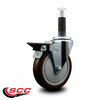 Service Caster 5'' Maroon Poly Swivel 1'' Expanding Stem Caster with Brake SCC-EX20S514-PPUB-MRN-PLB-1